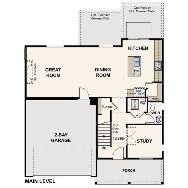 2D floor plan layout for the The Ontario by Century Communities in The Haven II Collection  at Painted Prairie, Aurora, CO (Image 3).