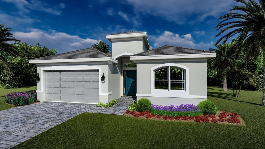 Representative exterior photo of a completed home built from the Bermuda by Medallion Home in The Willows, Parrish, FL (Image 8).