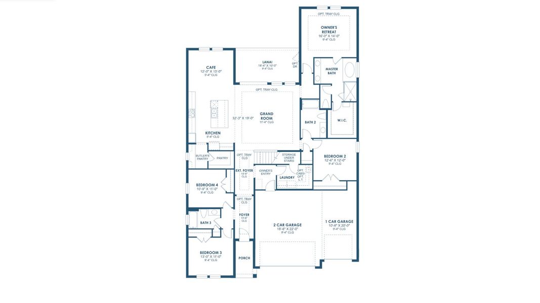 2D floor plan layout for the Bayside II by Homes by WestBay in Pasadena Woods, Dade City, FL (Image 3).