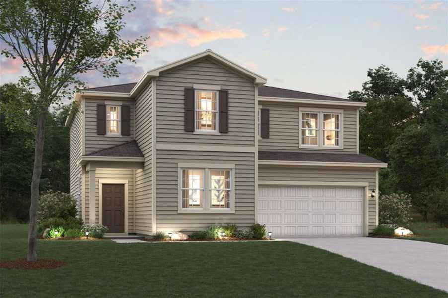 Front exterior of a new home in Belleview Manor, Fairburn, GA, highlighting curb appeal (Image 20).