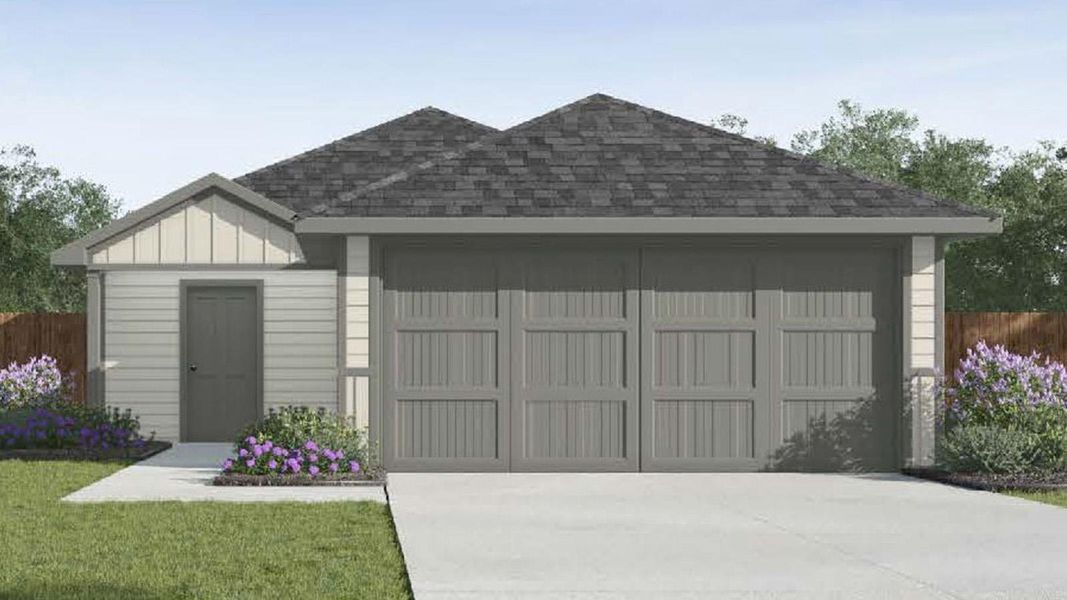 A welcoming facade showcases a dual garage and neat landscaping, embodying approachable curb appeal. A welcoming facade showcases a dual garage and neat landscaping, embodying approachable curb appeal.