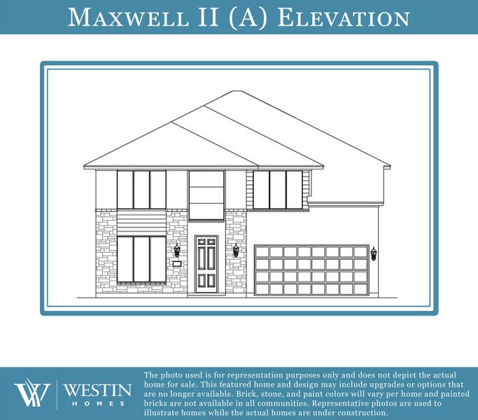 Representative exterior photo of a completed home built from the The Maxwell II by Westin Homes in Grand Central Park, Conroe, TX (Image 1). Representative exterior photo of a completed home built from the The Maxwell II by Westin Homes in Grand Central Park, Conroe, TX (Image 1).
