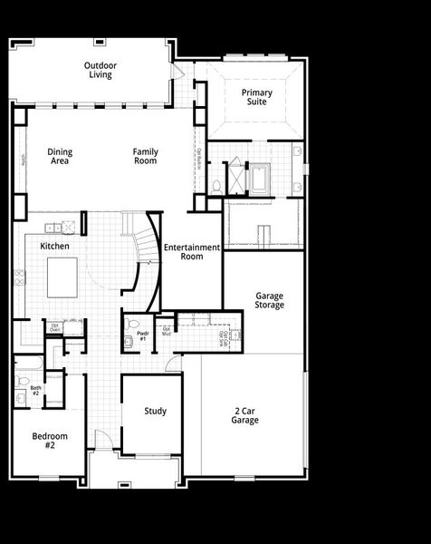 2D floor plan layout for the Royston G by Highland Homes in Goodland, Venus, TX (Image 5).
