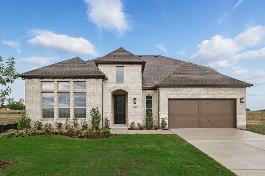 Representative exterior photo of a completed home built from the Classic Series - Princeton by DRB Homes in Oaks at San Gabriel, Georgetown, TX (Image 28). Representative exterior photo of a completed home built from the Classic Series - Princeton by DRB Homes in Oaks at San Gabriel, Georgetown, TX (Image 28).