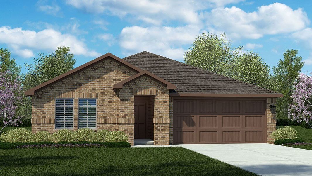 Representative exterior photo of a completed home built from the JUSTIN by D.R. Horton in Homestead at Parks Bell Ranch, Odessa, TX (Image 3).