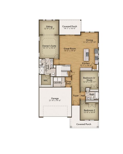 2D floor plan layout for the The Sweetbay by Chesapeake Homes in Bridgewater - Waterside Village, Little River, SC (Image 3).