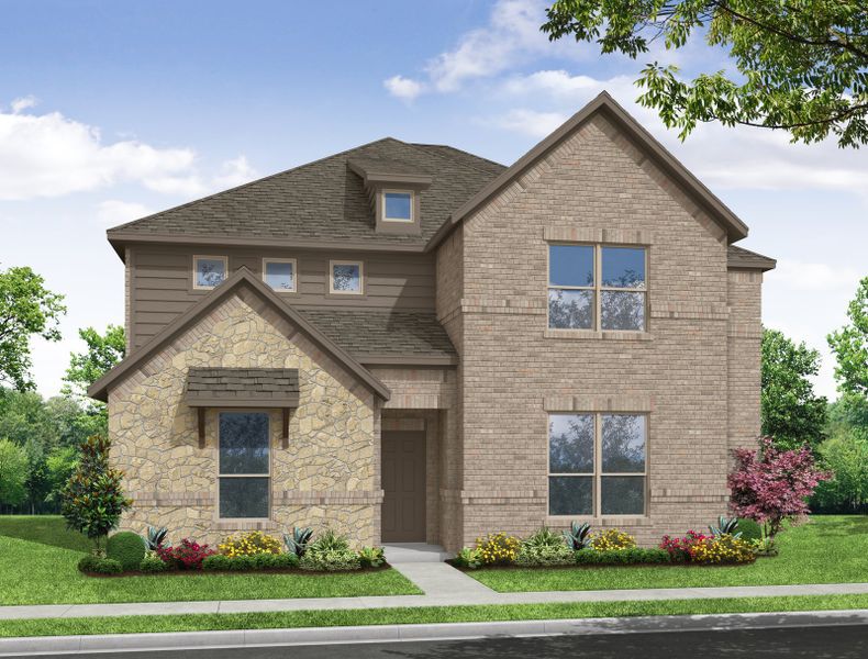 Representative exterior photo of a completed home built from the Oliver by Impression Homes in Redden Farms, Midlothian, TX (Image 6). Representative exterior photo of a completed home built from the Oliver by Impression Homes in Redden Farms, Midlothian, TX (Image 6).