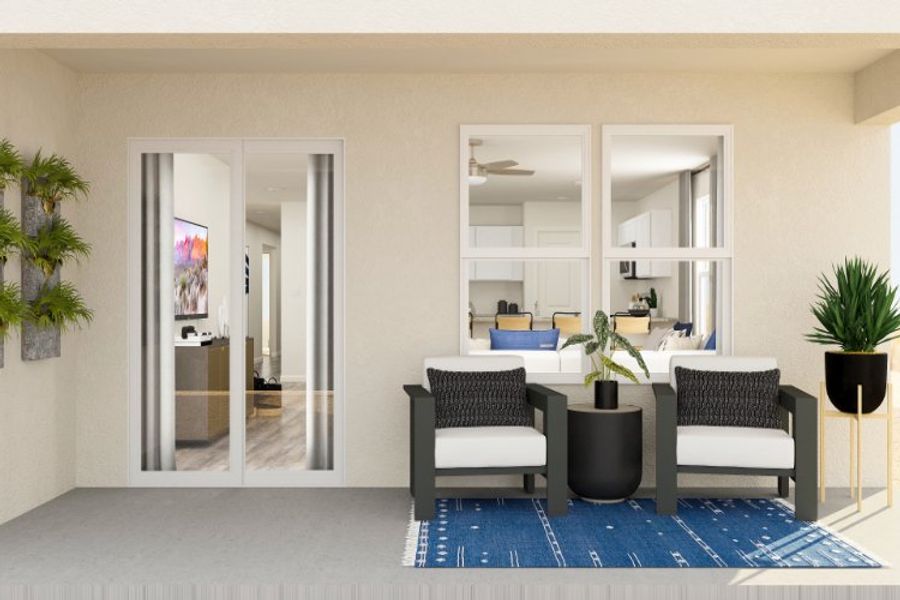 A room with a table chairs and a rug.