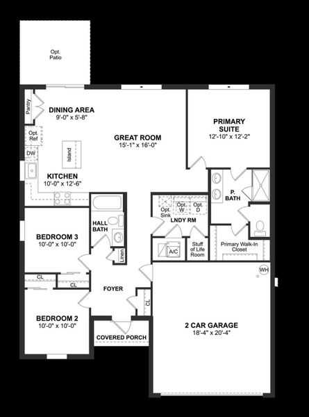 2D floor plan layout of this home in Aspire at Port St. Lucie, Port St. Lucie, FL (Image 2).
