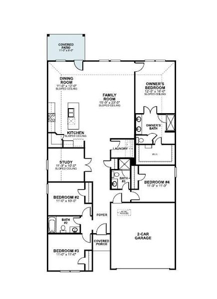 2D floor plan layout of this home in Willow Springs, Buda, TX (Image 4).