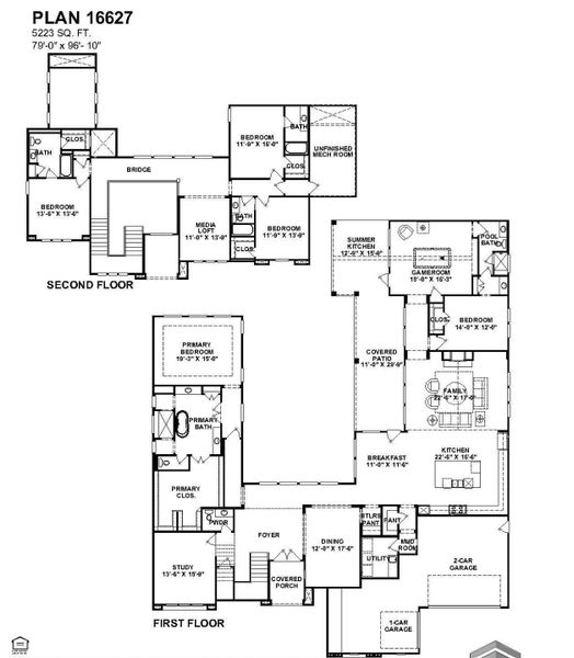 2D floor plan layout of this home in Bridgeland, Cypress, TX (Image 3).