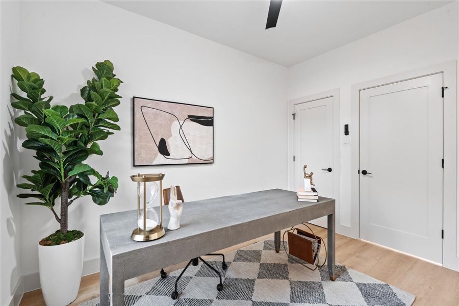 This first-floor bedroom offers versatility, balanced light, & a sense of understated calm. This first-floor bedroom offers versatility, balanced light, & a sense of understated calm.