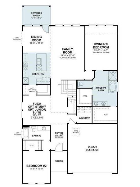 2D floor plan layout of this home in Vintage Village, Argyle, TX (Image 2).
