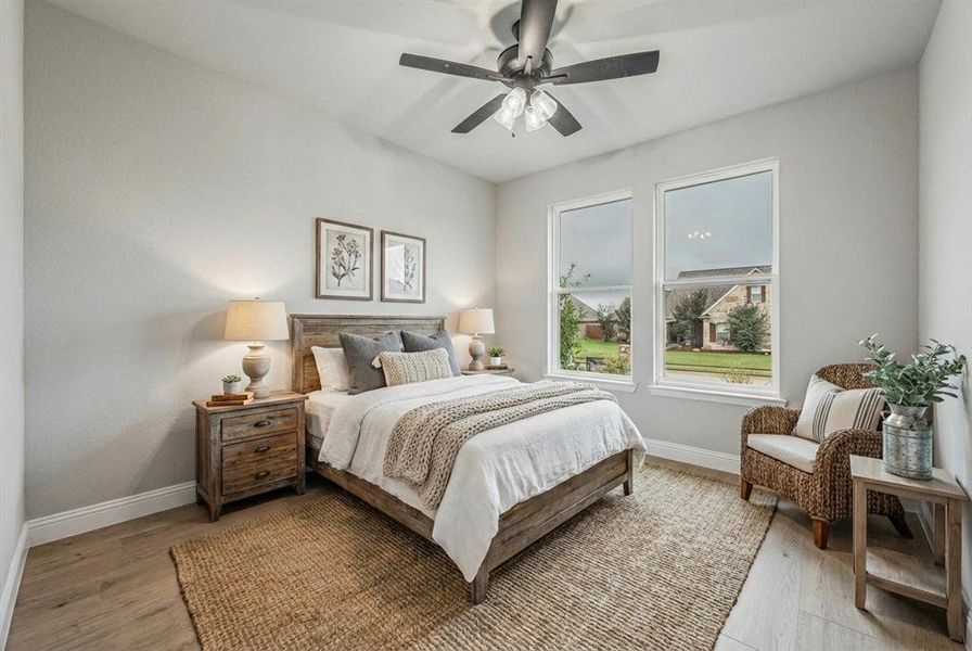 Virtually staged guest bedroom