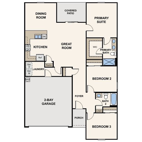 2D floor plan layout for the Daisy by Century Complete in Point of View, Prescott Valley, AZ (Image 3). 2D floor plan layout for the Daisy by Century Complete in Point of View, Prescott Valley, AZ (Image 3).