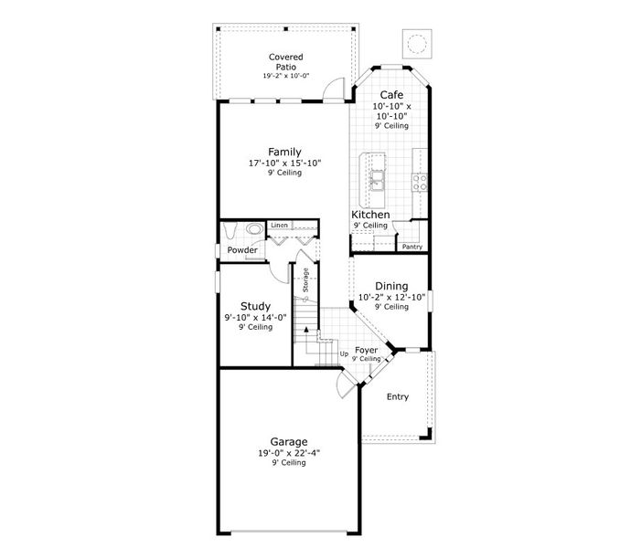 2D floor plan layout for the The Fanning by Providence Homes (Florida) in Reflections at Nocatee, Nocatee, FL (Image 5).