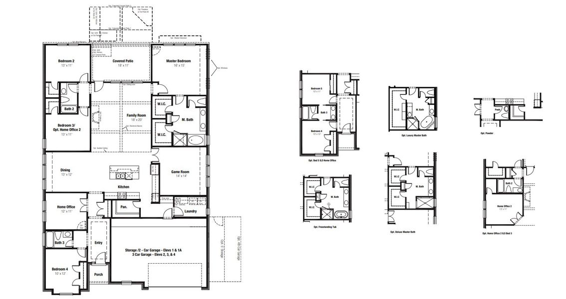 2D floor plan layout for the Jester by Scott Felder Homes in East View Farms, Georgetown, TX (Image 3).