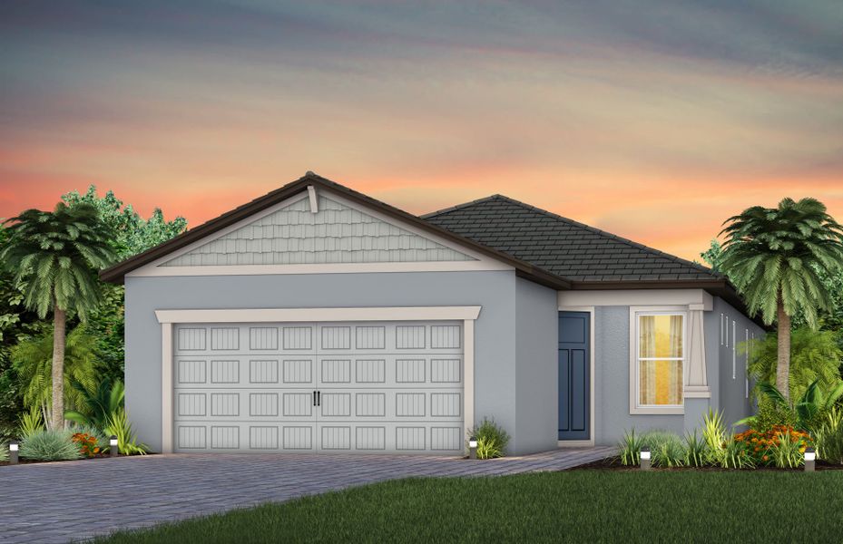 Representative exterior photo of a completed home built from the Contour by Del Webb in Del Webb Explore North River Ranch, Parrish, FL (Image 16). Representative exterior photo of a completed home built from the Contour by Del Webb in Del Webb Explore North River Ranch, Parrish, FL (Image 16).