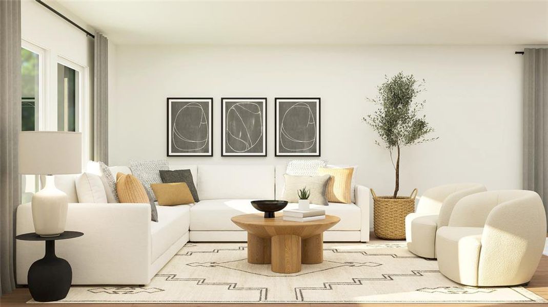 Living room featuring light wood-type flooring