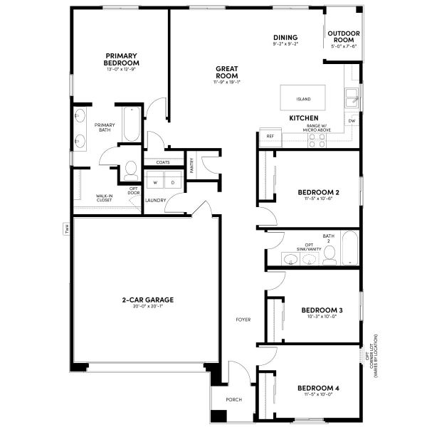 2D floor plan layout of this home in Wildflower at Blossom Rock, Apache Junction, AZ (Image 3).