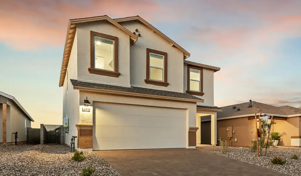 Front exterior of a new home in Sorrel Ridge Estates, Tucson, AZ, highlighting curb appeal (Image 20). Front exterior of a new home in Sorrel Ridge Estates, Tucson, AZ, highlighting curb appeal (Image 20).