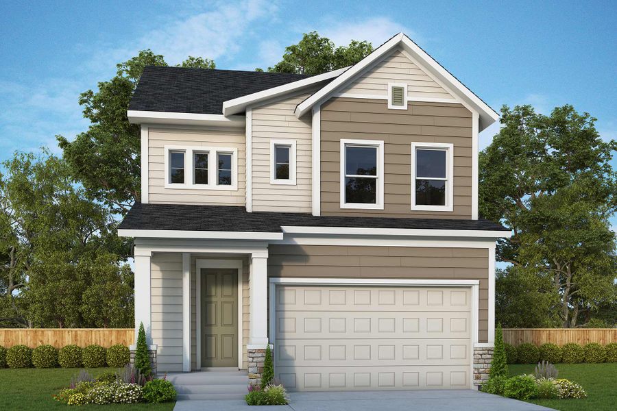 Representative exterior photo of a completed home built from the The Terra Linda by David Weekley Homes in Revel Crossing at Wolf Ranch - The Panorama Collection, Colorado Springs, CO (Image 19).