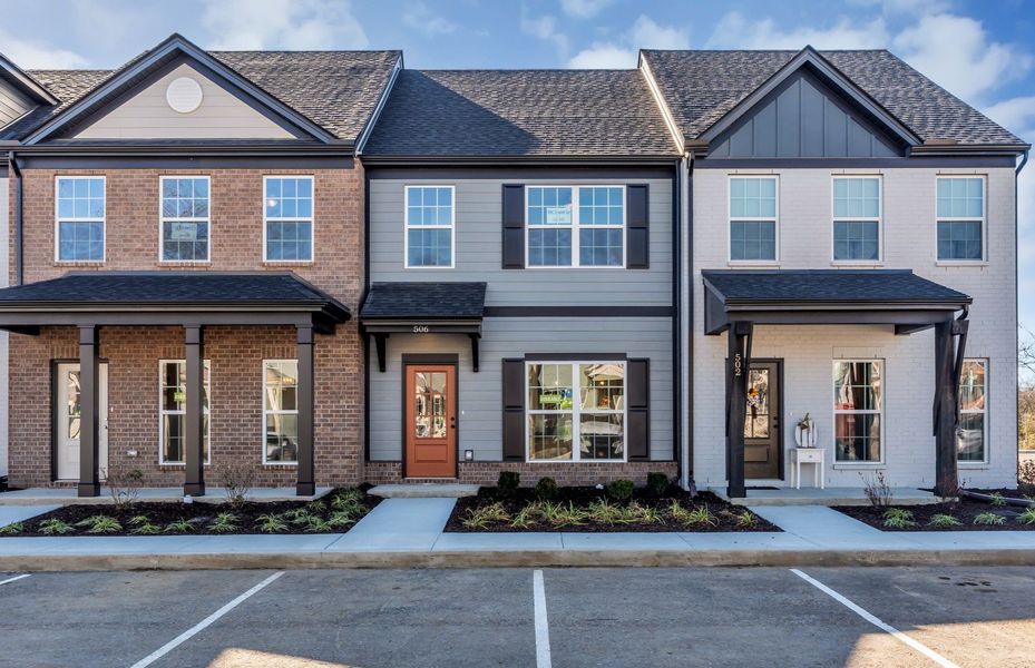 Front exterior of a new home in Oxford Station, Gallatin, TN, highlighting curb appeal (Image 1).