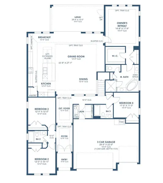 2D floor plan layout for the Biscayne II by Homes by WestBay in Hawkstone, Lithia, FL (Image 3).