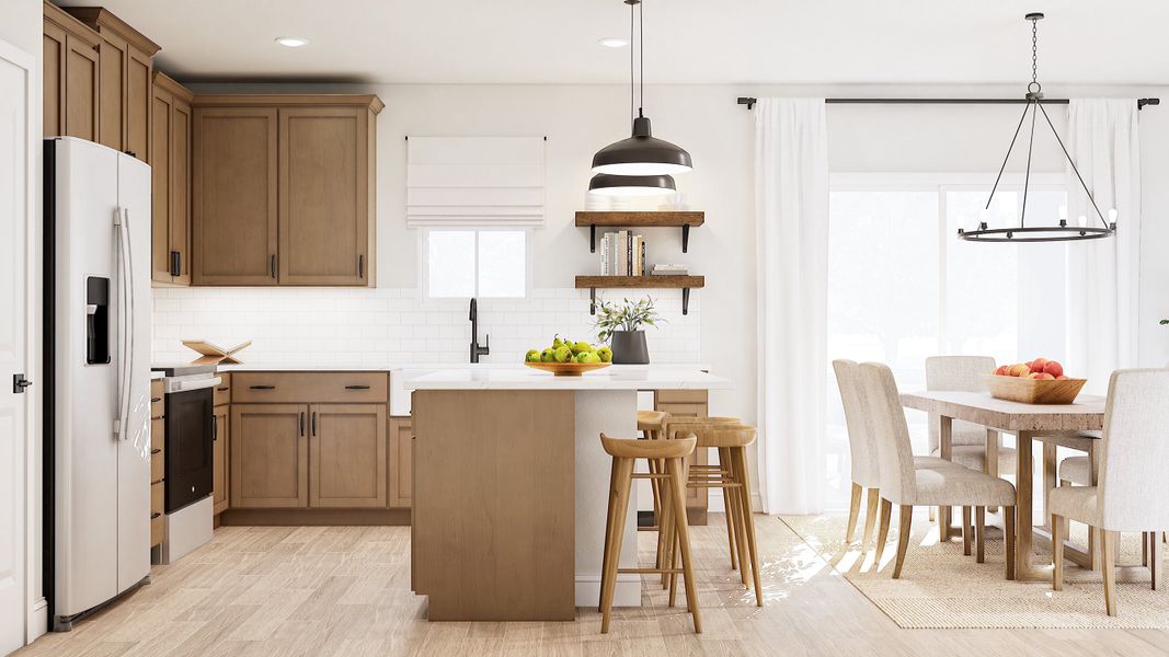 Center island with pendant lighting