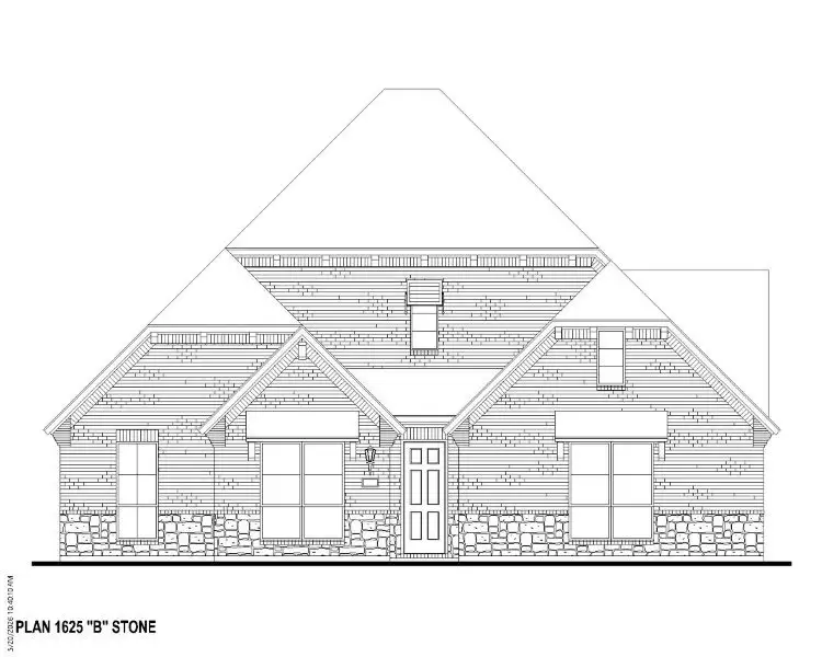 Plan 1625 Elevation B w/ Stone Plan 1625 Elevation B w/ Stone