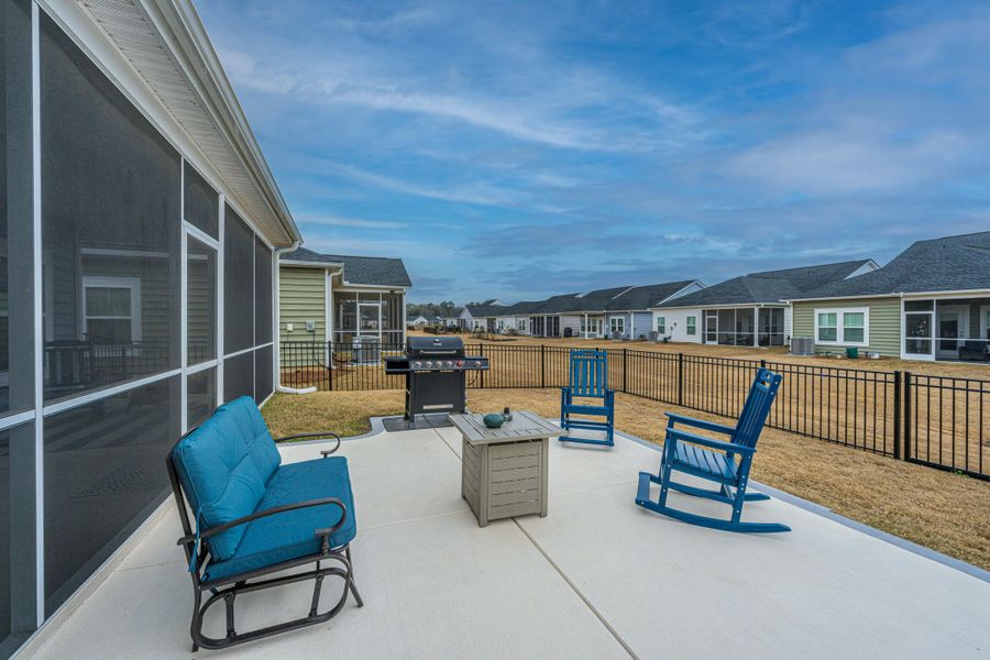 Exterior details and patio area of a home in Horizons at Summers Corner | 55+, Summerville (Image 29).