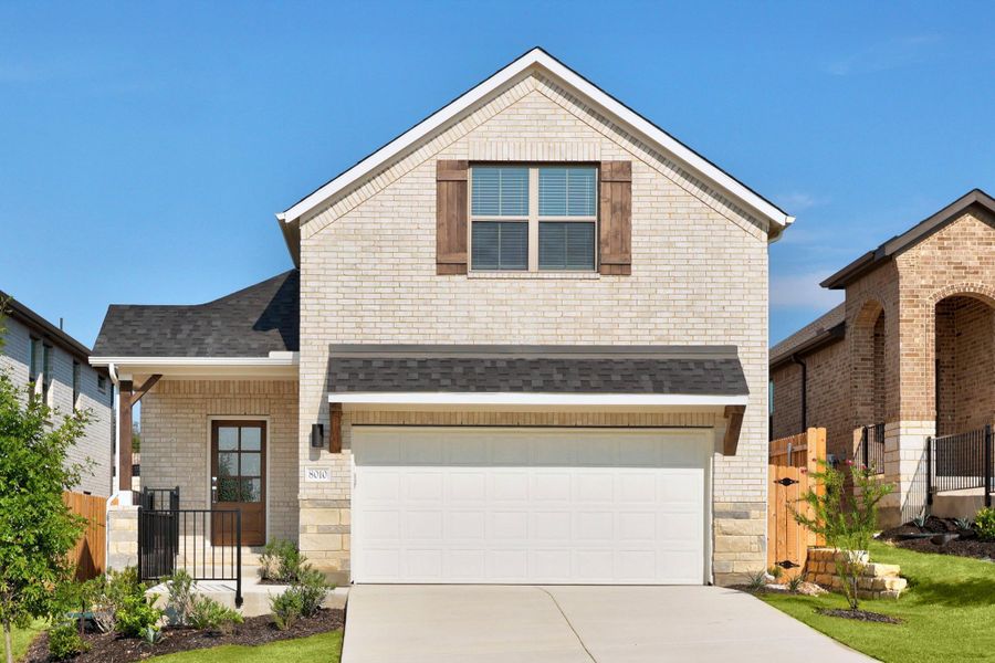 Front exterior of a new home in Lakeside at Tessera, Lago Vista, TX, highlighting curb appeal (Image 23).