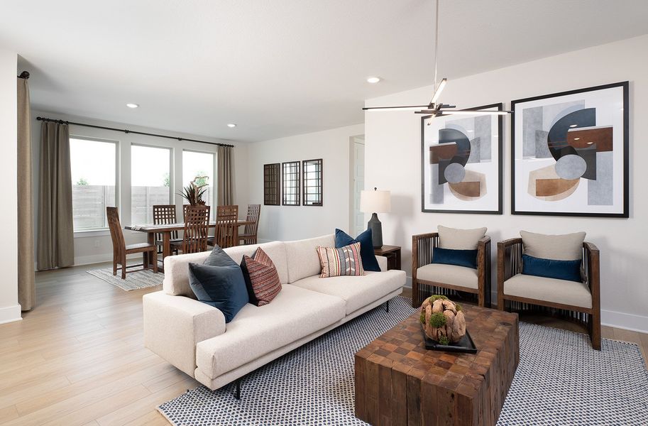 Furnished interior view inside a new home in Carriage Collection at Painted Tree, McKinney (Image 6). Furnished interior view inside a new home in Carriage Collection at Painted Tree, McKinney (Image 6).