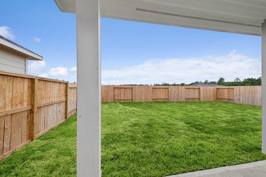 View of the backyard from the covered patio View of the backyard from the covered patio