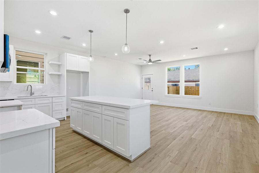 Kitchen view to family room