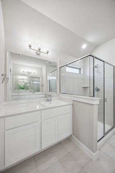 Primary Bathroom in the Heisman home plan by Trophy Signature Homes – REPRESENTATIVE PHOTO