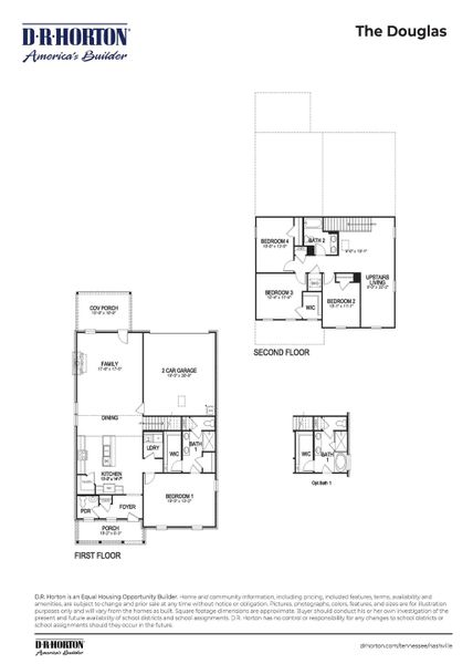 2D floor plan layout for the DOUGLAS A by D.R. Horton in Harvest Point, Spring Hill, TN (Image 5).