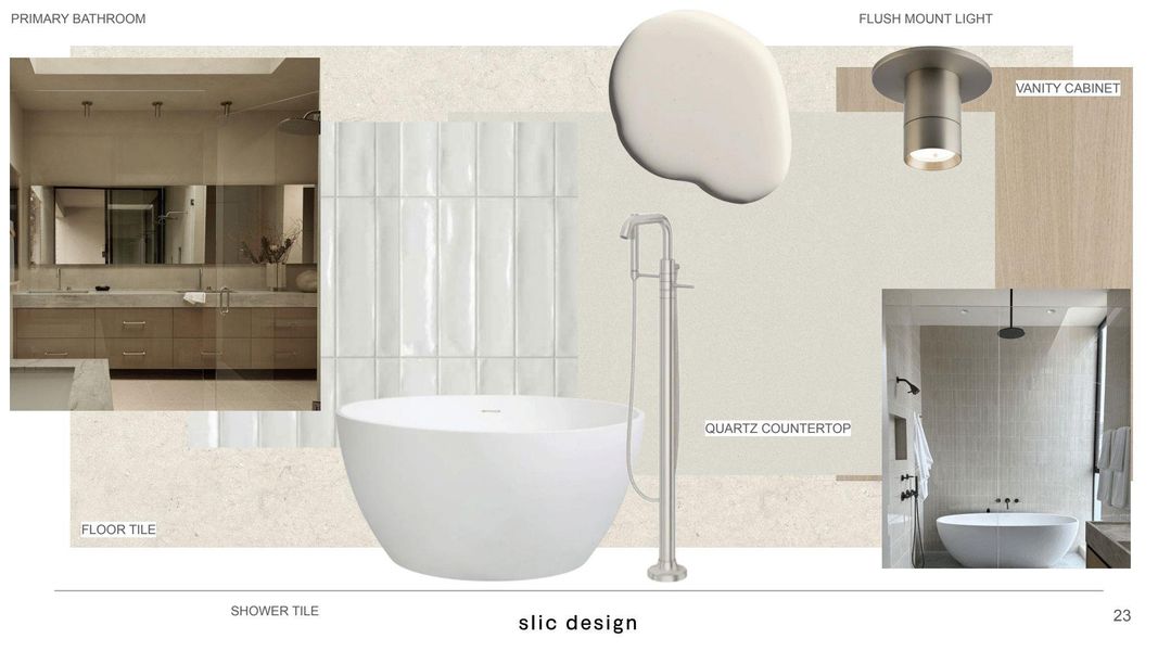 Spa-like primary bathroom with floating vanity, designer fixtures, and oversized walk-in shower.