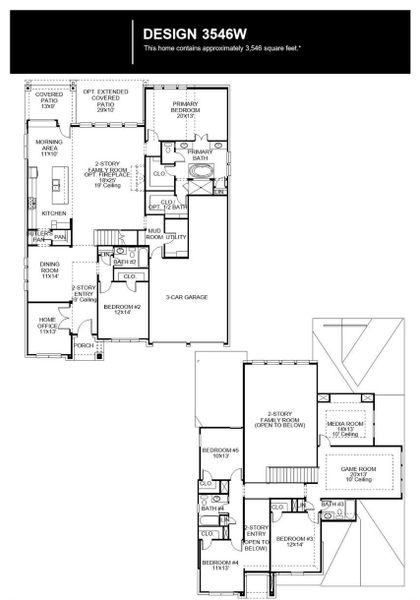 2D floor plan layout of this home in Lariat 60', Liberty Hill, TX (Image 2).