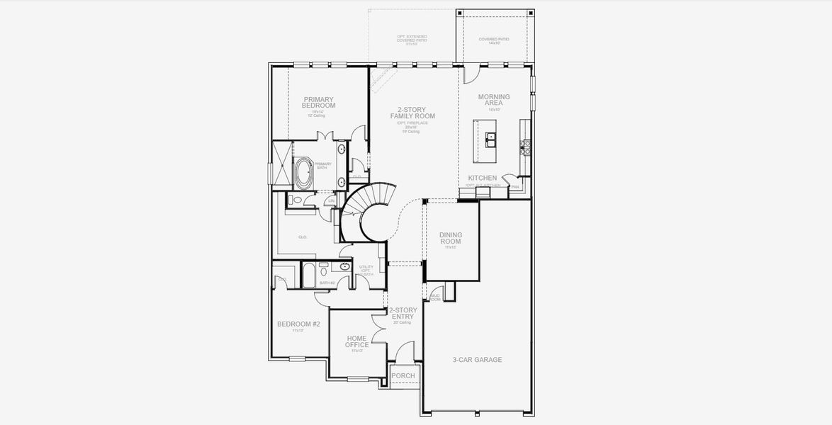 2D floor plan layout for the 3399W by Perry Homes in Windborne 100', Converse, TX (Image 5). 2D floor plan layout for the 3399W by Perry Homes in Windborne 100', Converse, TX (Image 5).