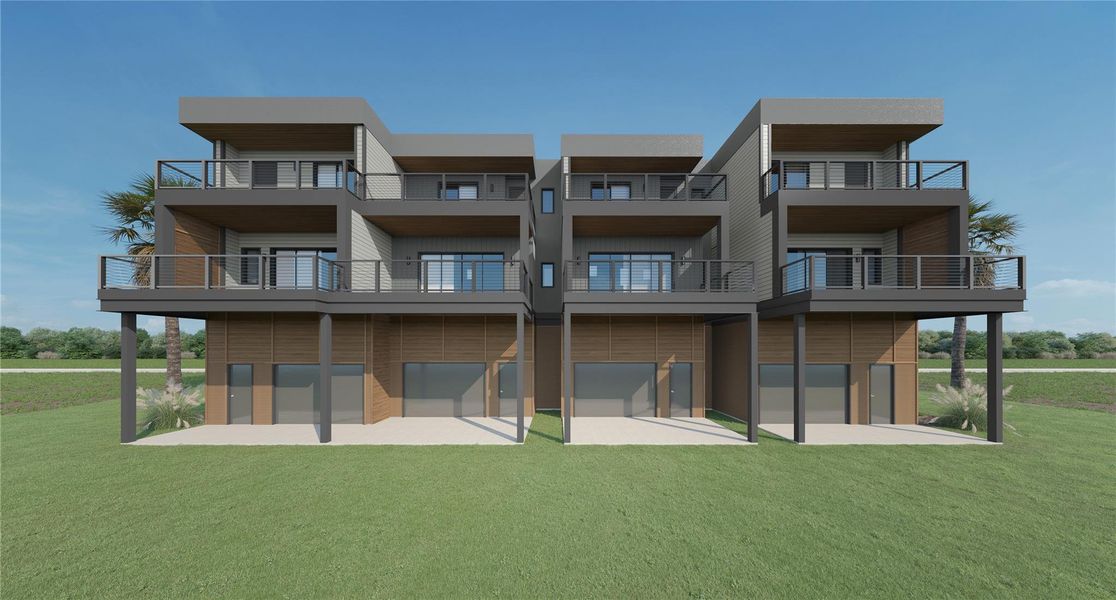 Exterior rendering of this home design in Lago Pointe, Seabrook, TX (Image 2). Exterior rendering of this home design in Lago Pointe, Seabrook, TX (Image 2).