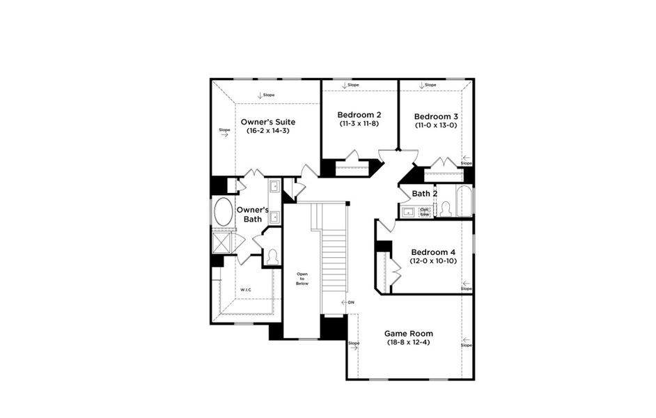 2D floor plan layout for the Mimosa by DRB Homes in Infinity Square, Kyle, TX (Image 3).