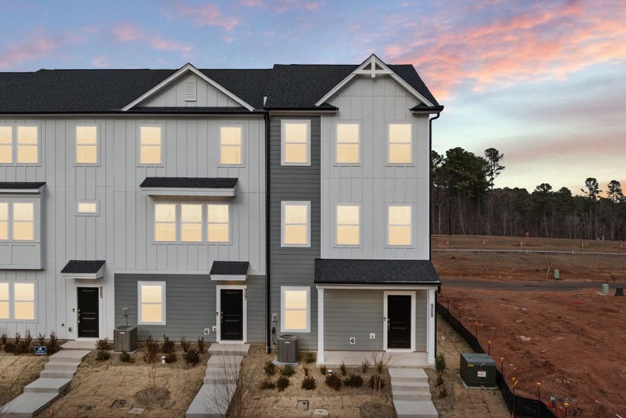 Front exterior of a new home in Everton, Durham, NC, highlighting curb appeal (Image 29).