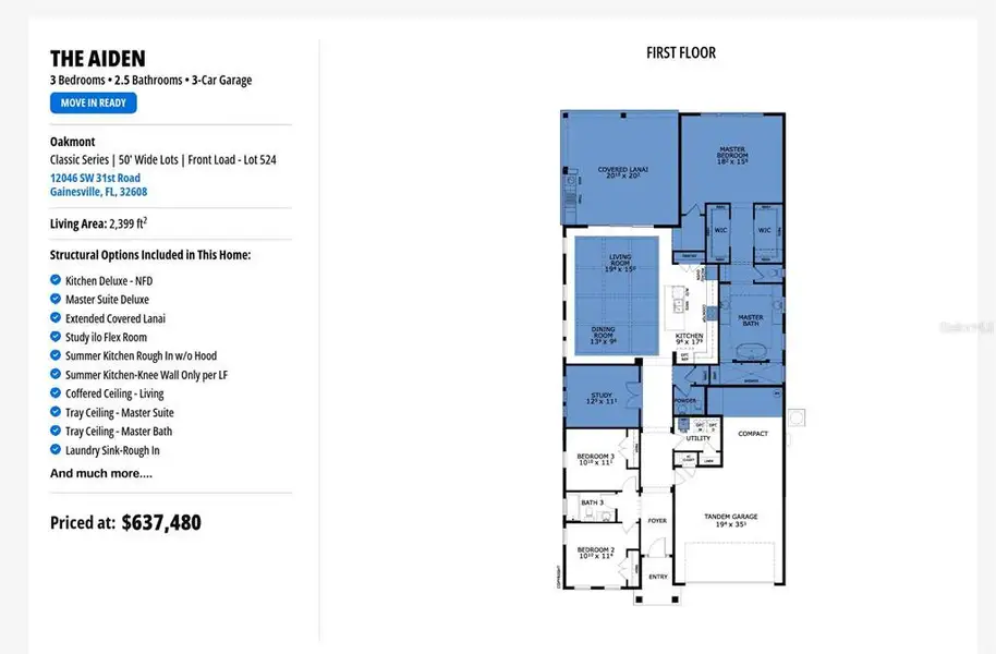 2D floor plan layout of this home in Oakmont, Gainesville, FL (Image 4).
