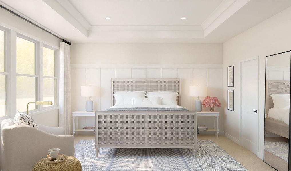 Tranquil primary suite (*Artist rendering used for illustration purposes only.)