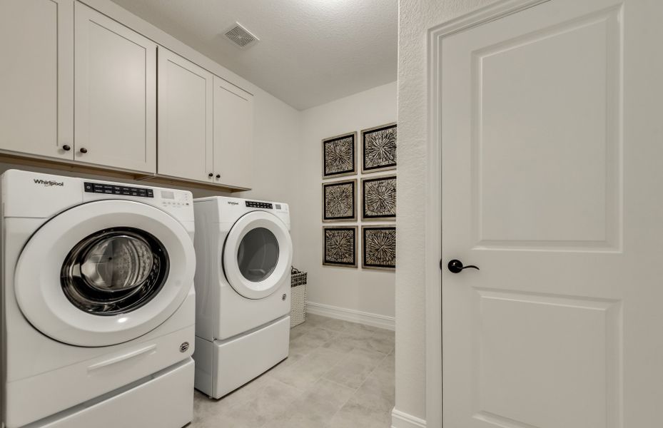 Utility room with built-in shelving