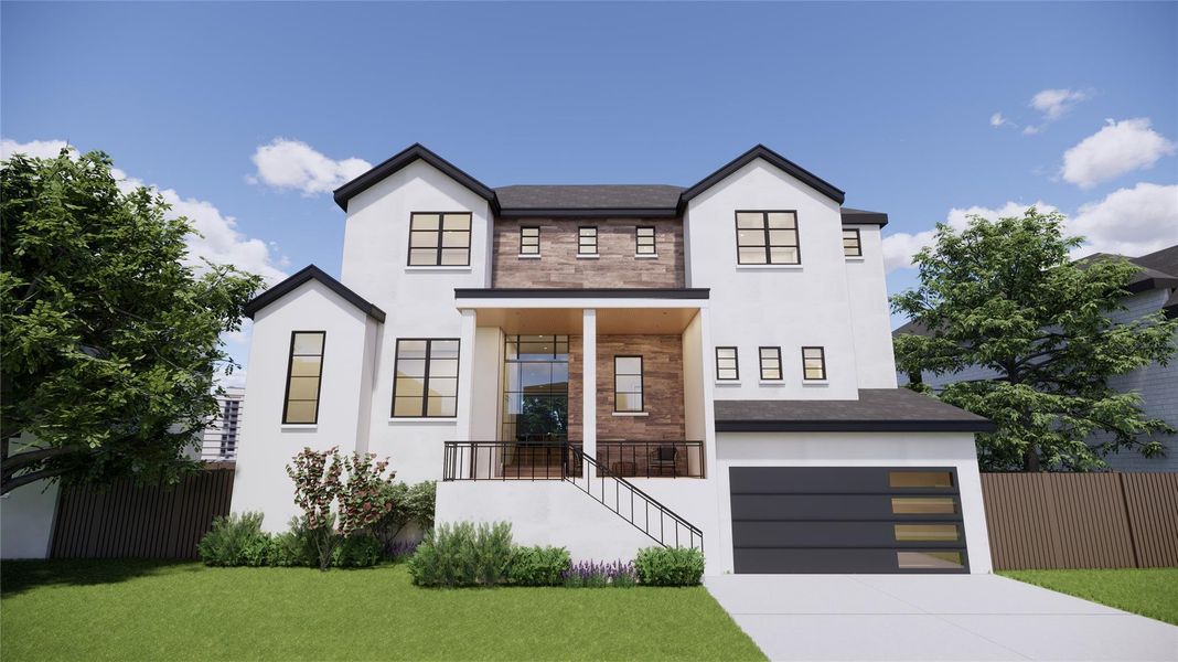 Spectacular Meyerland New Construction. Enter to 14 tall wood ceilings leading to the Study with full bath. Step forward from the entry past the soaring staircase into the great room and kitchen area.
