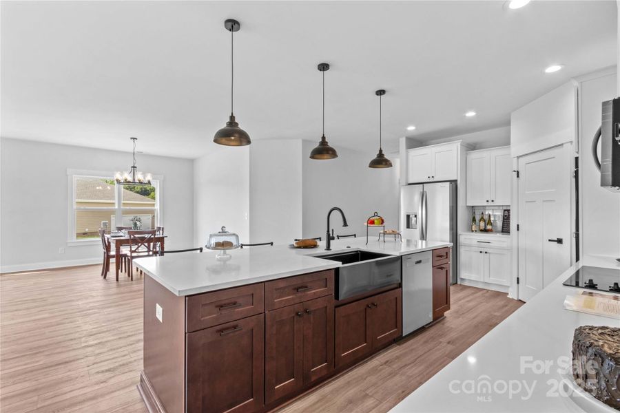 Another view of island with storage each side.