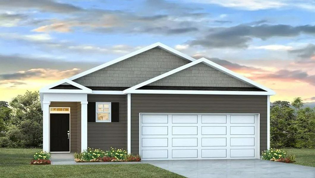 Representative exterior photo of a completed home built from the Glenwood by D.R. Horton in Pine Hills at Cane Bay, Summerville, SC (Image 2).