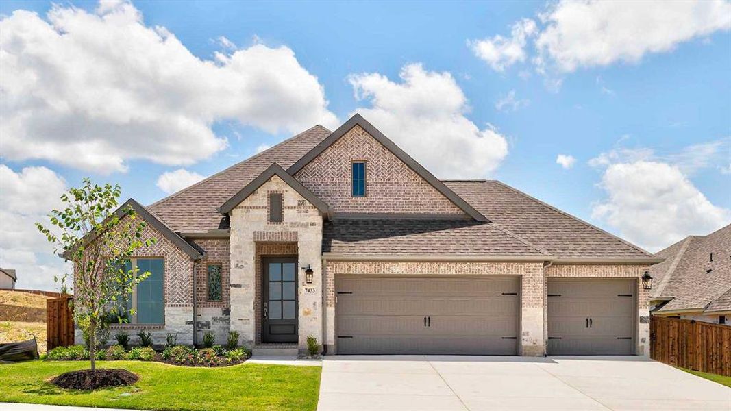 Front exterior of a new home in Talon Hills 60'/70', Fort Worth, TX, highlighting curb appeal (Image 15). Front exterior of a new home in Talon Hills 60'/70', Fort Worth, TX, highlighting curb appeal (Image 15).
